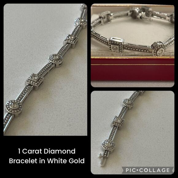 1 Carat Diamond Bracelet in White Gold - Picture 1 of 12